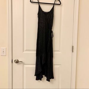 Abercrombie & Fitch ruffle hem midi dress. Black cheetah print.